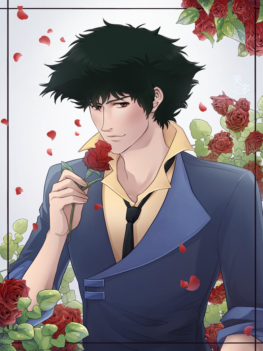 spike spiegel and julia (cowboy bebop) drawn by ciphz_ink