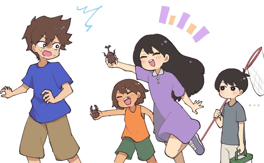 sunny, kel, mari, and hero (omori) drawn by doroidsan