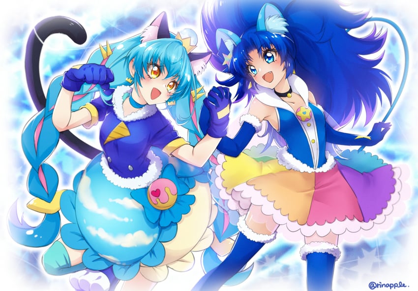 tategami aoi, yuni, cure gelato, and cure cosmo (precure and 2 more) drawn by nijigami_rin