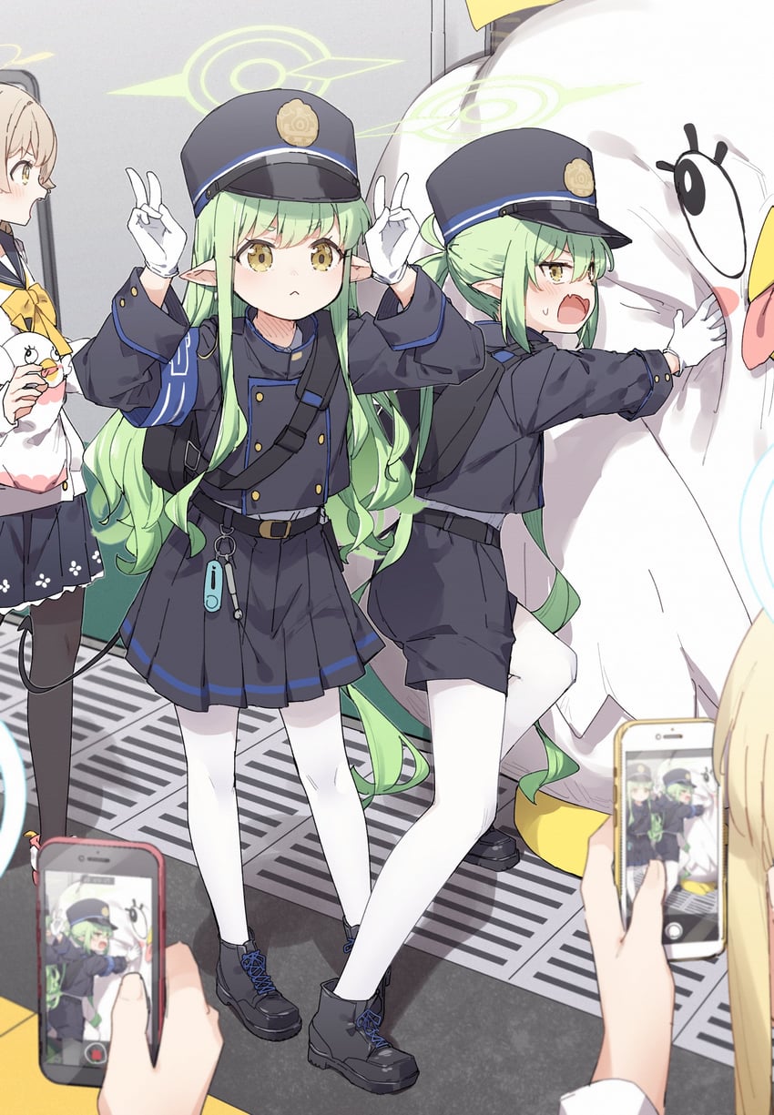 hikari, nozomi, hifumi, and peroro (blue archive) drawn by yukie_(kusaka_shi)