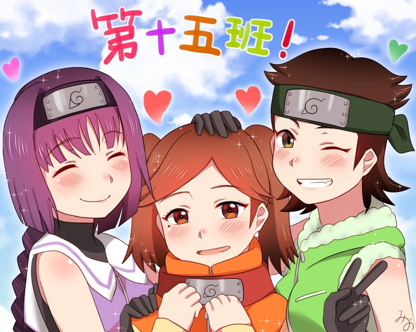 kakei sumire, izuno wasabi, and suzumeno namida (naruto and 1 more) drawn by blue_w_moon