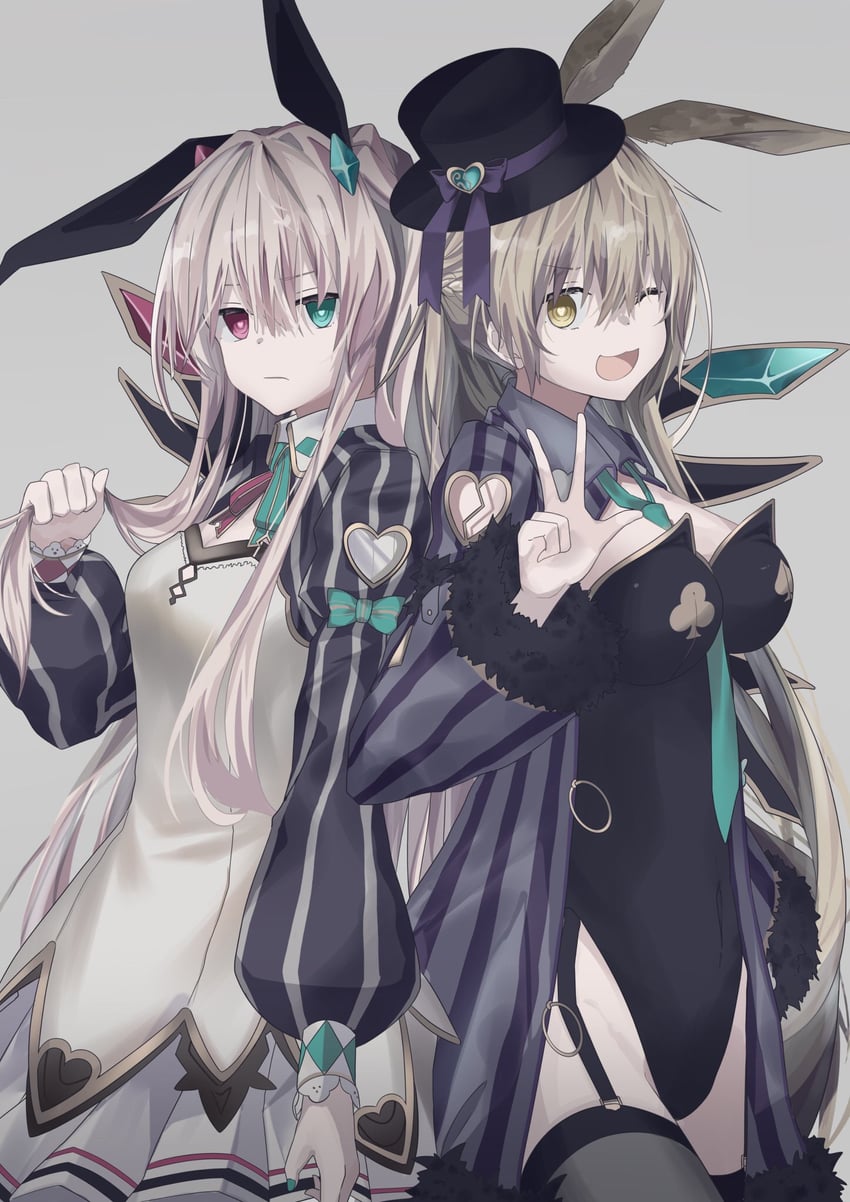 chaos alice and chaos white rabbit (grimms notes) drawn by iumi_urura