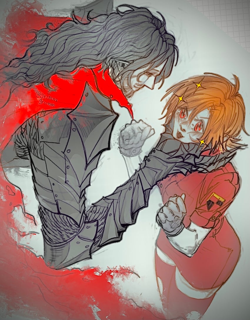 alucard, seras victoria, and vlad tepes (hellsing) drawn by grimmgromm