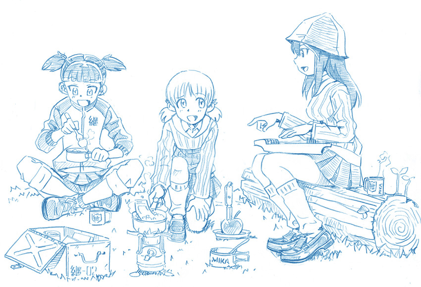 mika, aki, and mikko (girls und panzer) drawn by bbb_(friskuser)