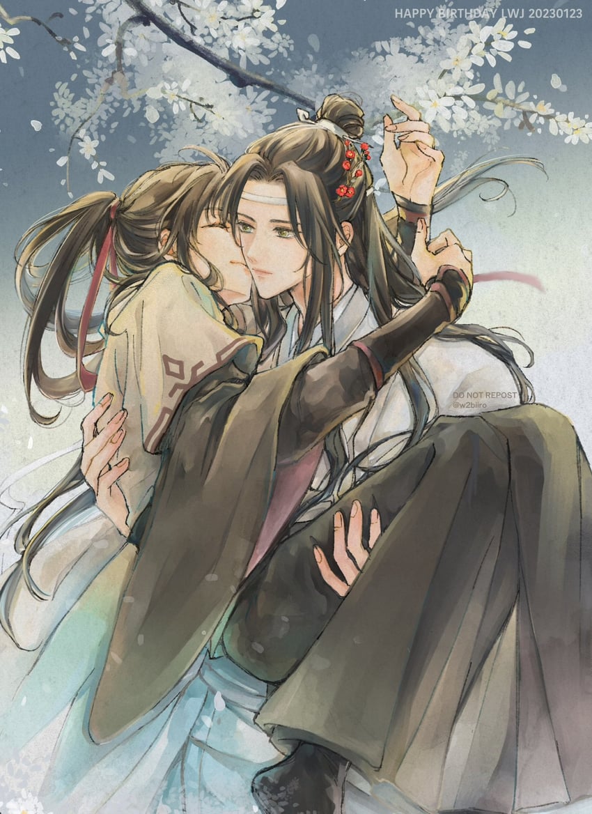 wei wuxian and lan wangji (modao zushi) drawn by w2biiro