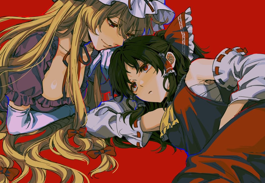 hakurei reimu and yakumo yukari (touhou) drawn by noriuma