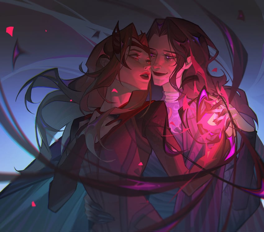 wanda maximoff, scarlet witch, and agatha harkness (marvel and 2 more) drawn by ruowen1129