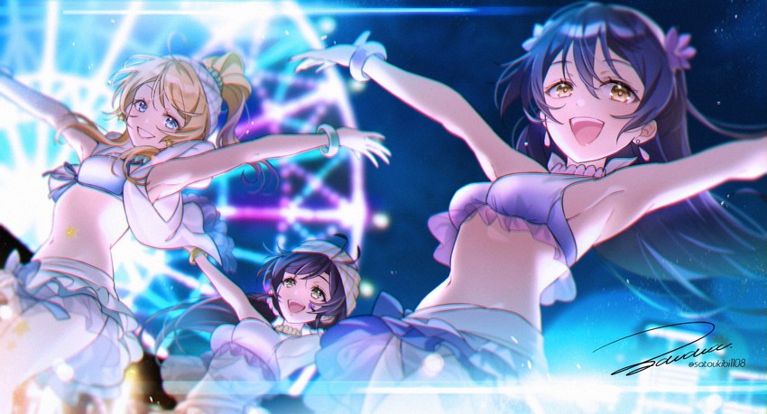 tojo nozomi, sonoda umi, and ayase eli (love live! and 1 more) drawn by zawawa_(satoukibi1108)