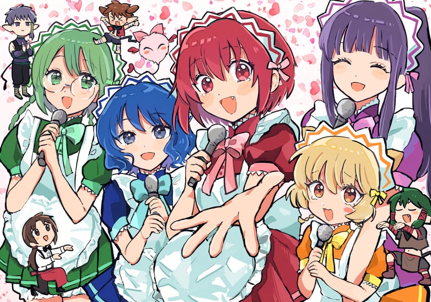 momomiya ichigo, aizawa mint, fujiwara zakuro, midorikawa lettuce, fong pudding, and 5 more (tokyo mew mew and 1 more) drawn by nuka_(nukamochi)