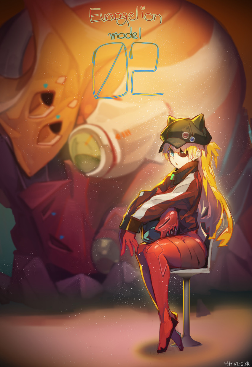 souryuu asuka langley and eva 02 (neon genesis evangelion and 2 more) drawn by l.wolf