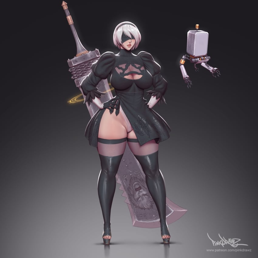 2b and pod (nier and 1 more) drawn by pinkdrawz