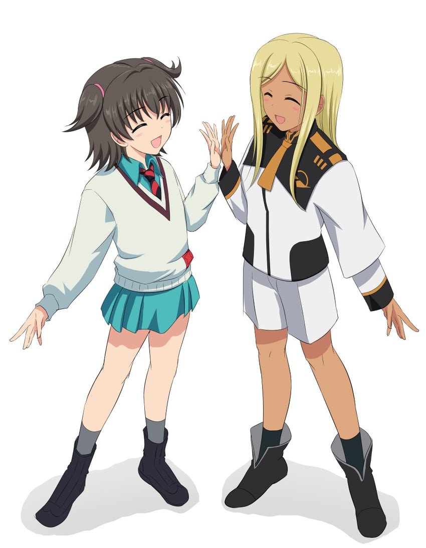 suletta mercury, amate yuzuriha, akagi miria, layla, kurosawa tomoyo, and 1 more (idolmaster and 4 more) drawn by kishi_nisen