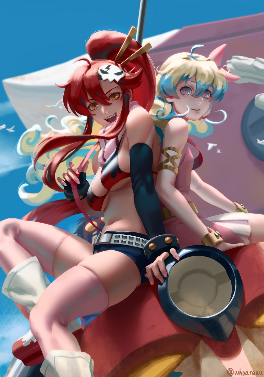 yoko littner, nia teppelin, and gurren (tengen toppa gurren lagann) drawn by whoareuu