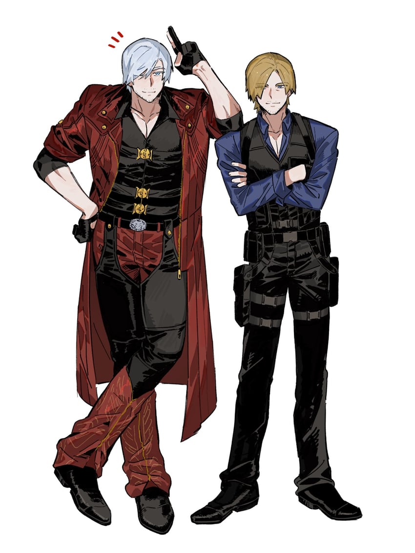dante and leon s. kennedy (resident evil and 3 more) drawn by ashuiashui119