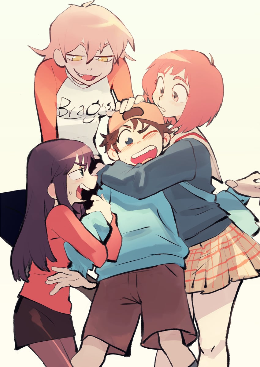 haruhara haruko, samejima mamimi, nandaba naota, and ninamori eri (flcl) drawn by colo_(nagrolaz)