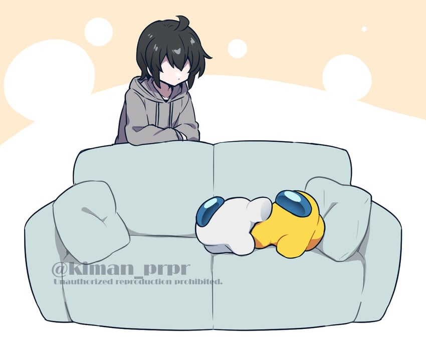 crewmate, yellow, white, and they (original and 1 more) drawn by kiman