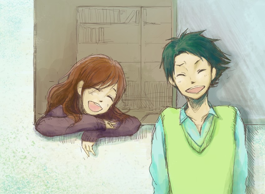 natsume asako and sasahara souhei (tonari no kaibutsu-kun) drawn by shimijimittiti