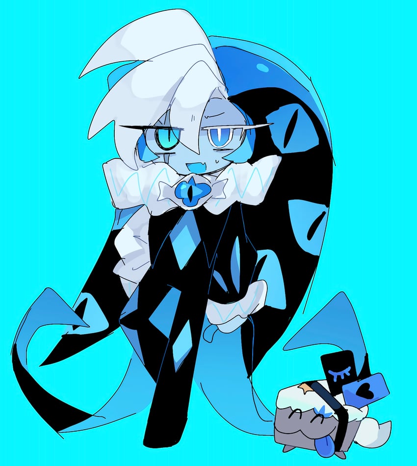shadow milk cookie, cake hound, and blue-eyes cake hound (cookie run and 1 more) drawn by hakutouyu