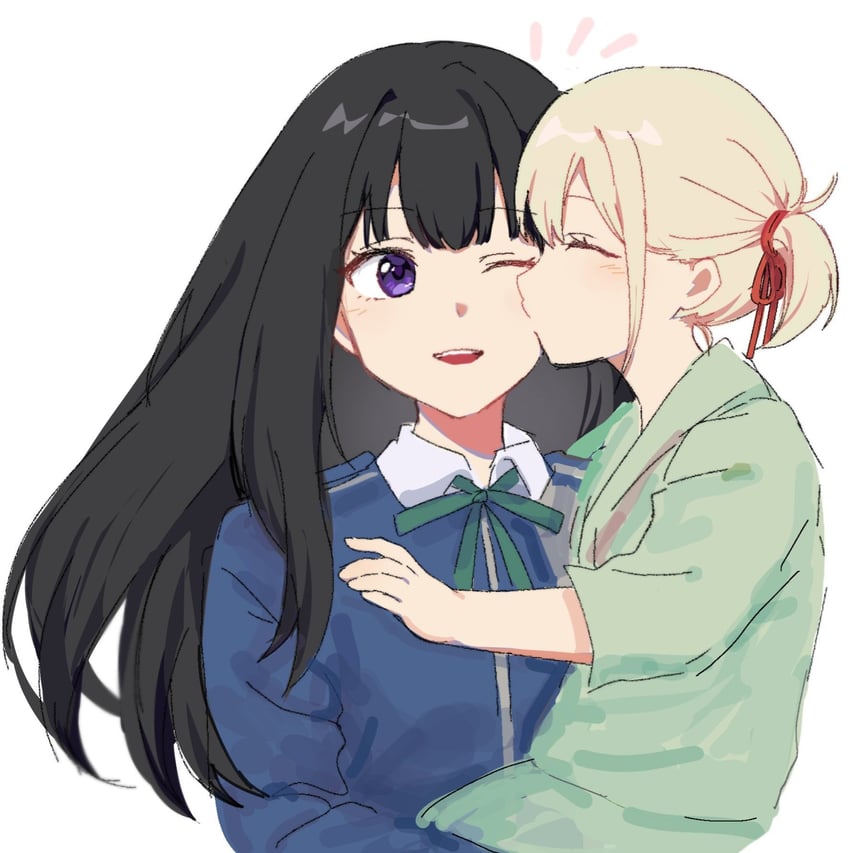 nishikigi chisato and inoue takina (lycoris recoil) drawn by kumtlekumtle