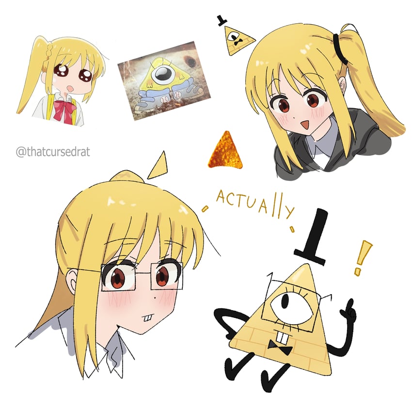 ijichi nijika and bill cipher (bocchi the rock! and 1 more) drawn by thatcursedrat