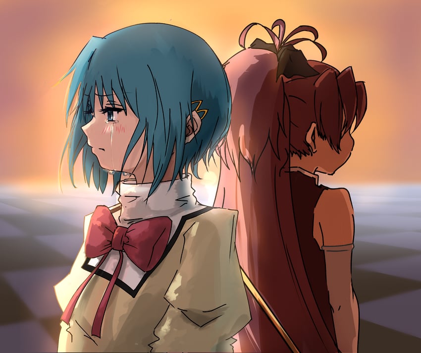 miki sayaka and sakura kyoko (mahou shoujo madoka magica) drawn by takeraka