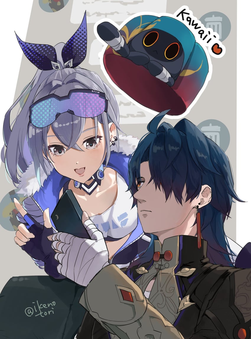 silver wolf and blade (honkai and 1 more) drawn by ikenotori
