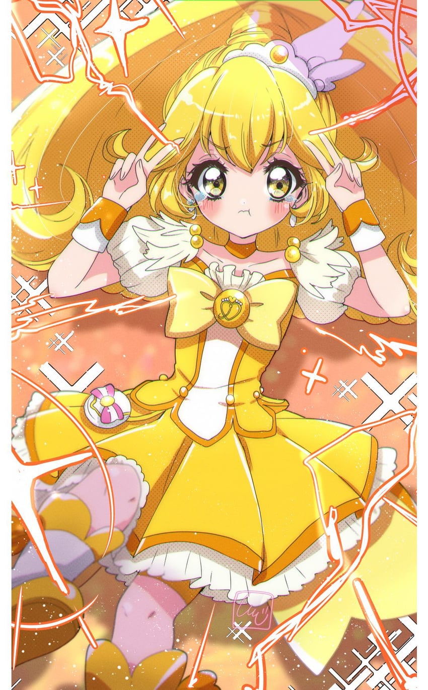 kise yayoi and cure peace (precure and 1 more) drawn by shinji_(udonteishoku)