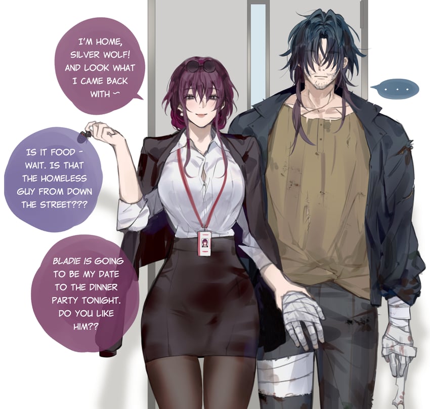 kafka and blade (honkai and 1 more) drawn by sgrimp