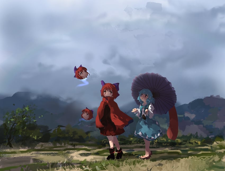 tatara kogasa and sekibanki (touhou) drawn by ushitsuchi