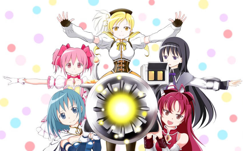 akemi homura, kaname madoka, miki sayaka, sakura kyoko, and tomoe mami (mahou shoujo madoka magica and 1 more) drawn by wasa_(wasamosa)
