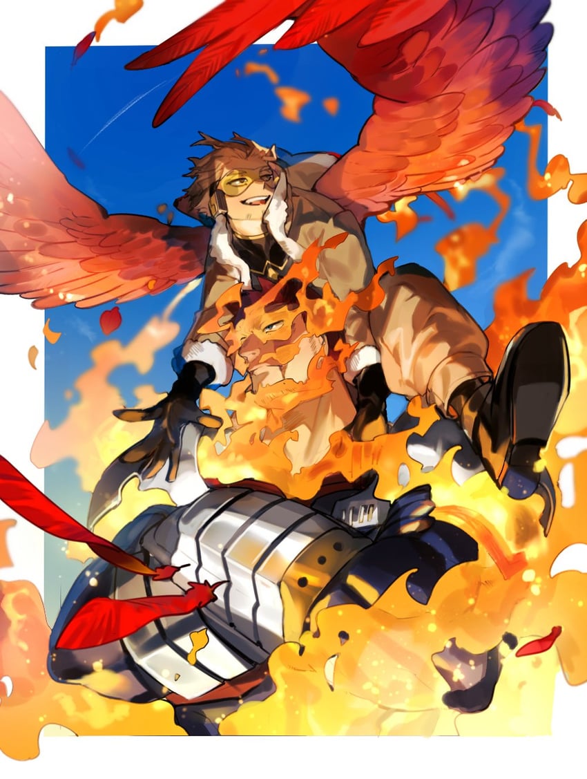 endeavor and hawks (boku no hero academia) drawn by natsuko_(summer_525528)