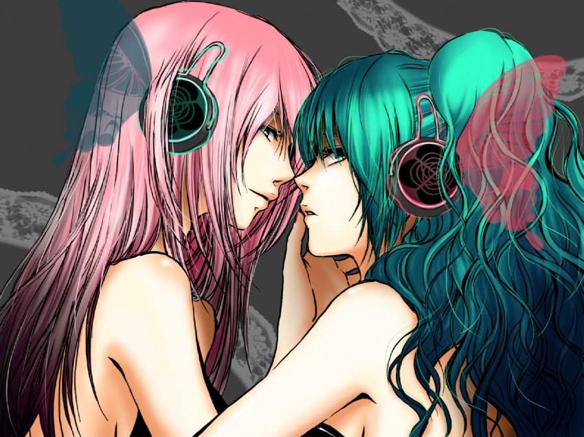 hatsune miku and megurine luka (vocaloid and 1 more) drawn by makoto_(maternalism)