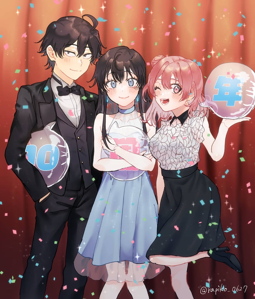 yukinoshita yukino, yuigahama yui, and hikigaya hachiman (yahari ore no seishun lovecome wa machigatteiru.) drawn by rapiko