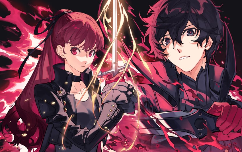 amamiya ren, yoshizawa kasumi, and violet (persona and 2 more) drawn by tsubsa_syaoin