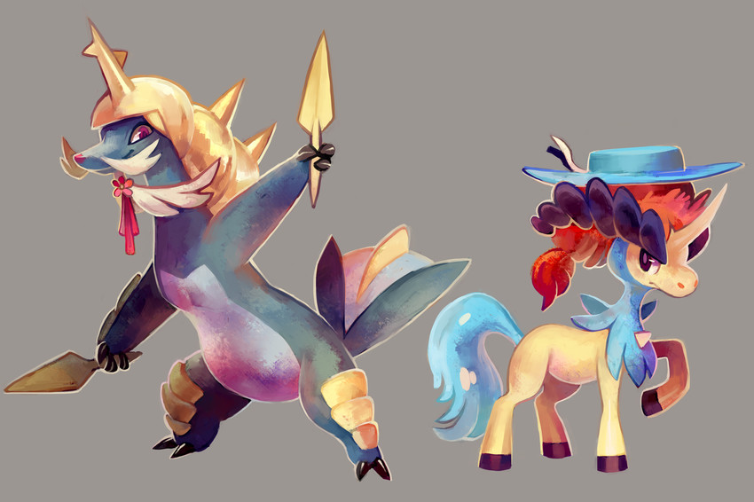 samurott and keldeo (pokemon and 1 more) drawn by glitchedpuppet
