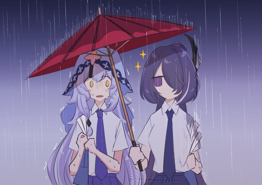 acheron and black swan (honkai and 1 more) drawn by mamaprofennn