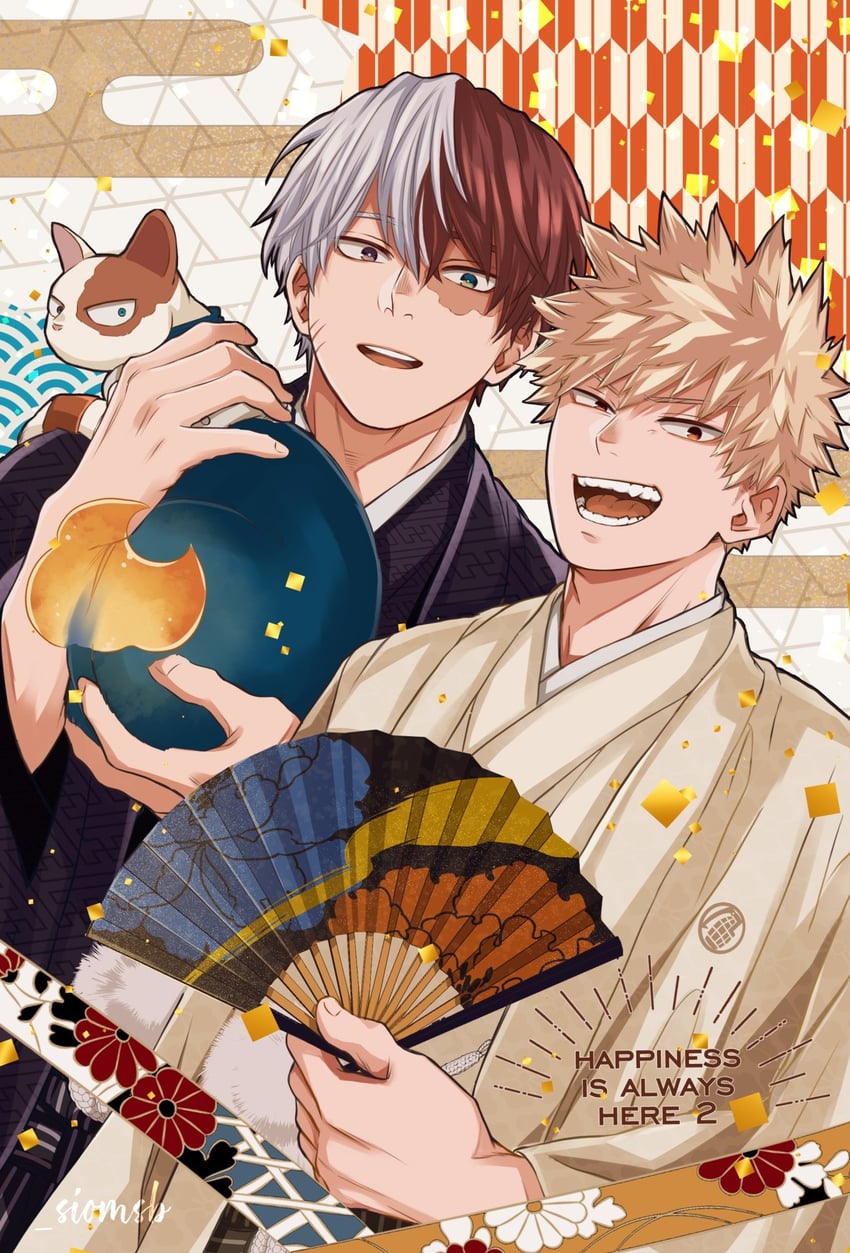 bakugou katsuki and todoroki shoto (boku no hero academia) drawn by salt_-_siomsb
