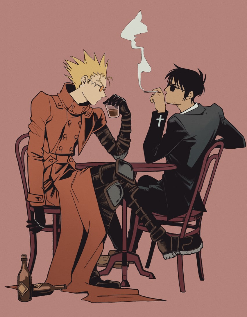 vash the stampede and nicholas d. wolfwood (trigun) drawn by florbetriz
