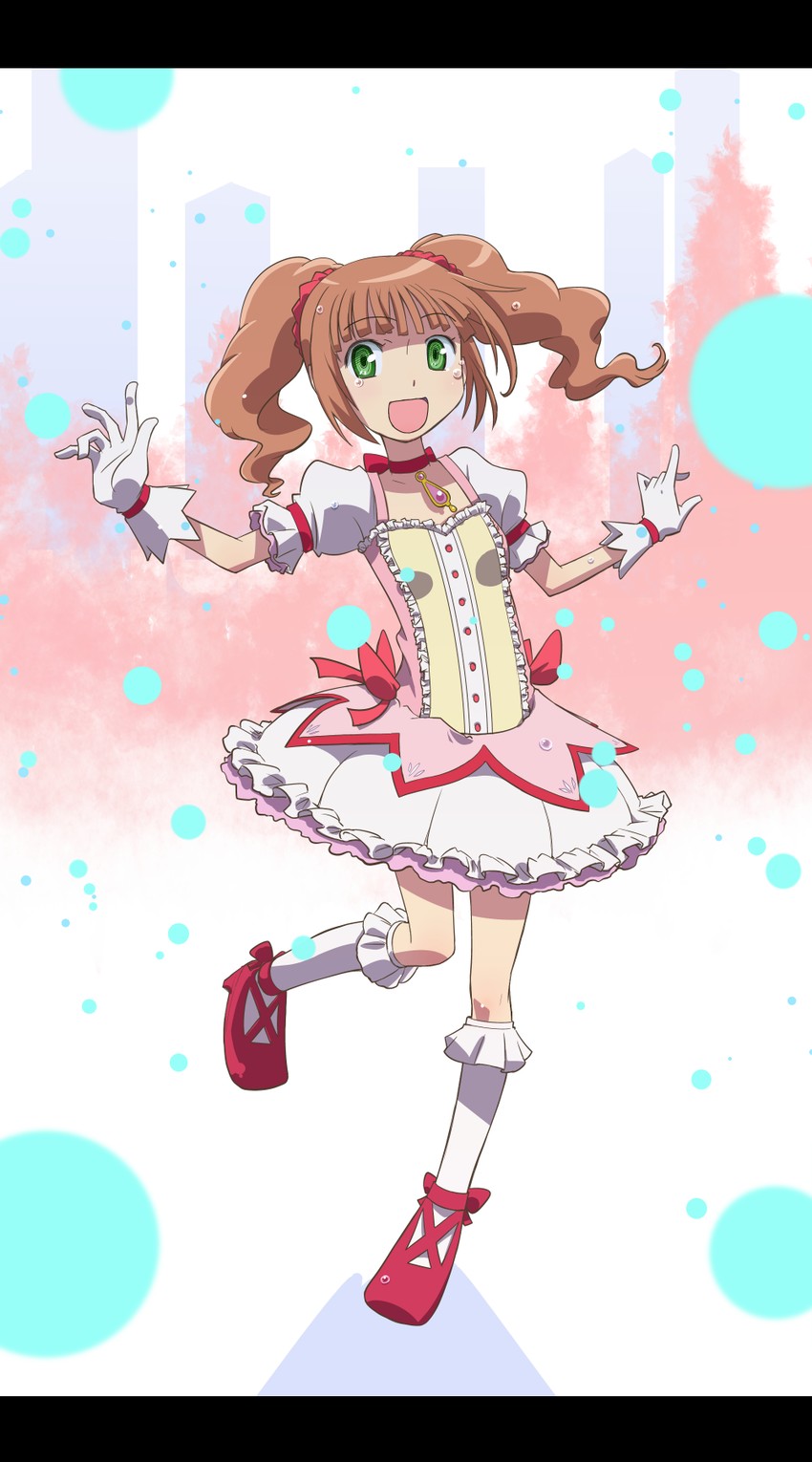 kaname madoka and takatsuki yayoi (idolmaster and 1 more) drawn by momojiri_tarou