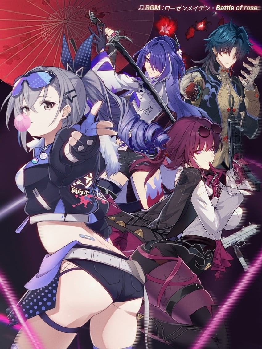 kafka, acheron, silver wolf, and blade (honkai and 1 more) drawn by saint_laurent_paris