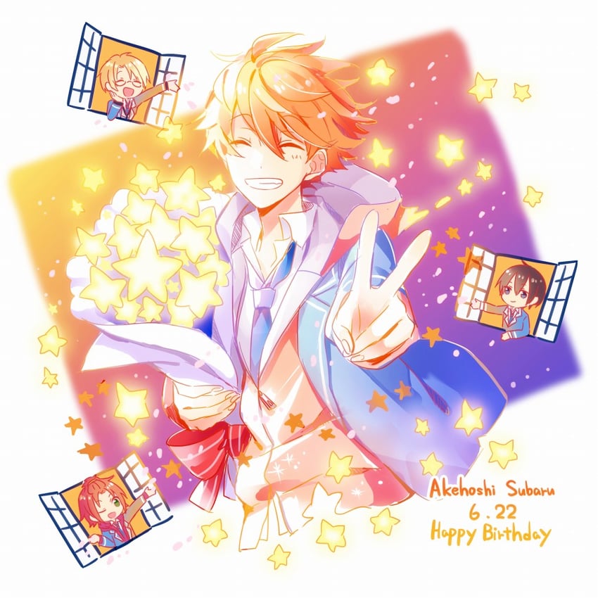 isara mao, akehoshi subaru, yuuki makoto, and hidaka hokuto (ensemble stars!) drawn by kina_(446964)
