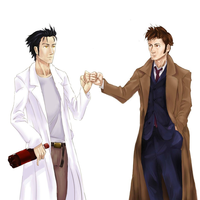 okabe rintarou, the doctor, and tenth doctor (science adventure and 2 more) drawn by arantheus