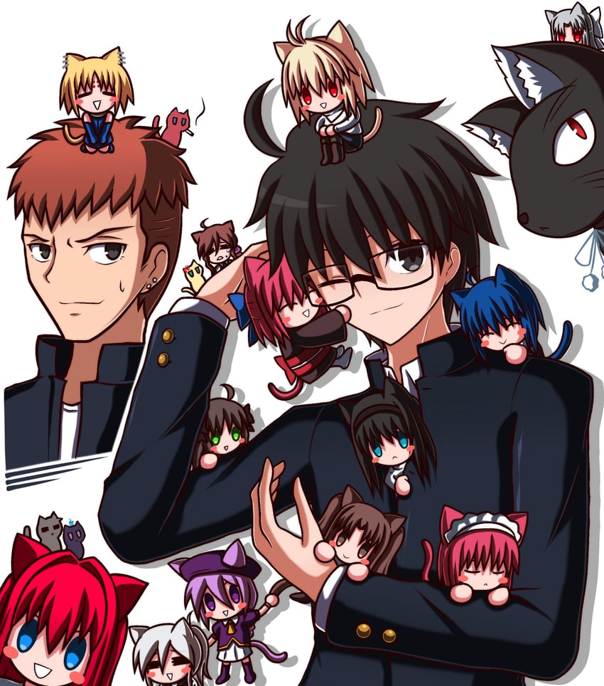 arcueid brunestud, ciel, tohno akiha, tohno shiki, hisui, and 10 more (tsukihime and 2 more) drawn by zeon132