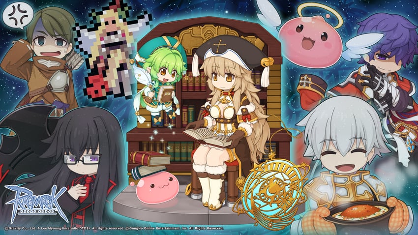 poring, lord knight, seyren windsor, angeling, arch mage, and 5 more (ragnarok online) drawn by yuichirou