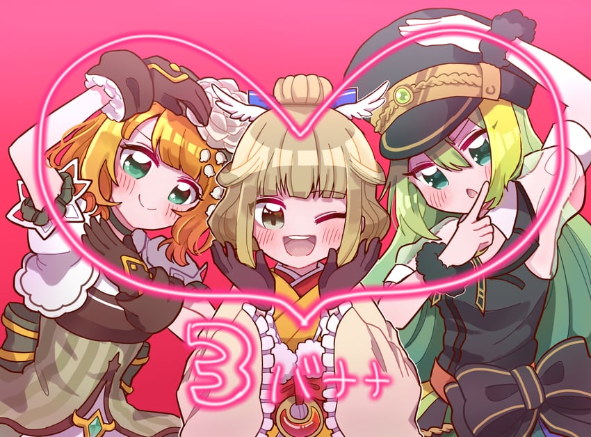 alina gray, hiroe chiharu, and haruna konomi (mahou shoujo madoka magica and 1 more) drawn by takenoko_mgrc