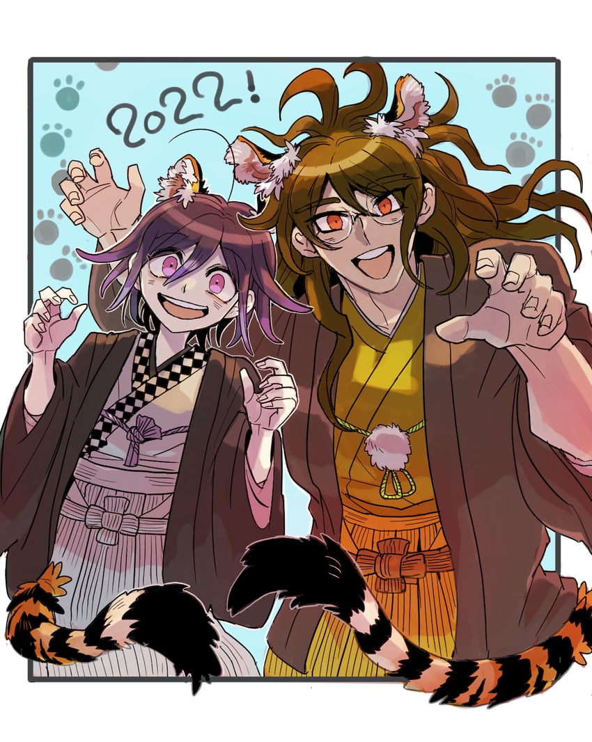 oma kokichi and gokuhara gonta (danganronpa and 1 more) drawn by kumakoro_(tetsupag)