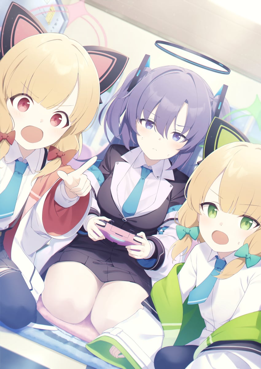 yuuka, momoi, and midori (blue archive) drawn by dabuki