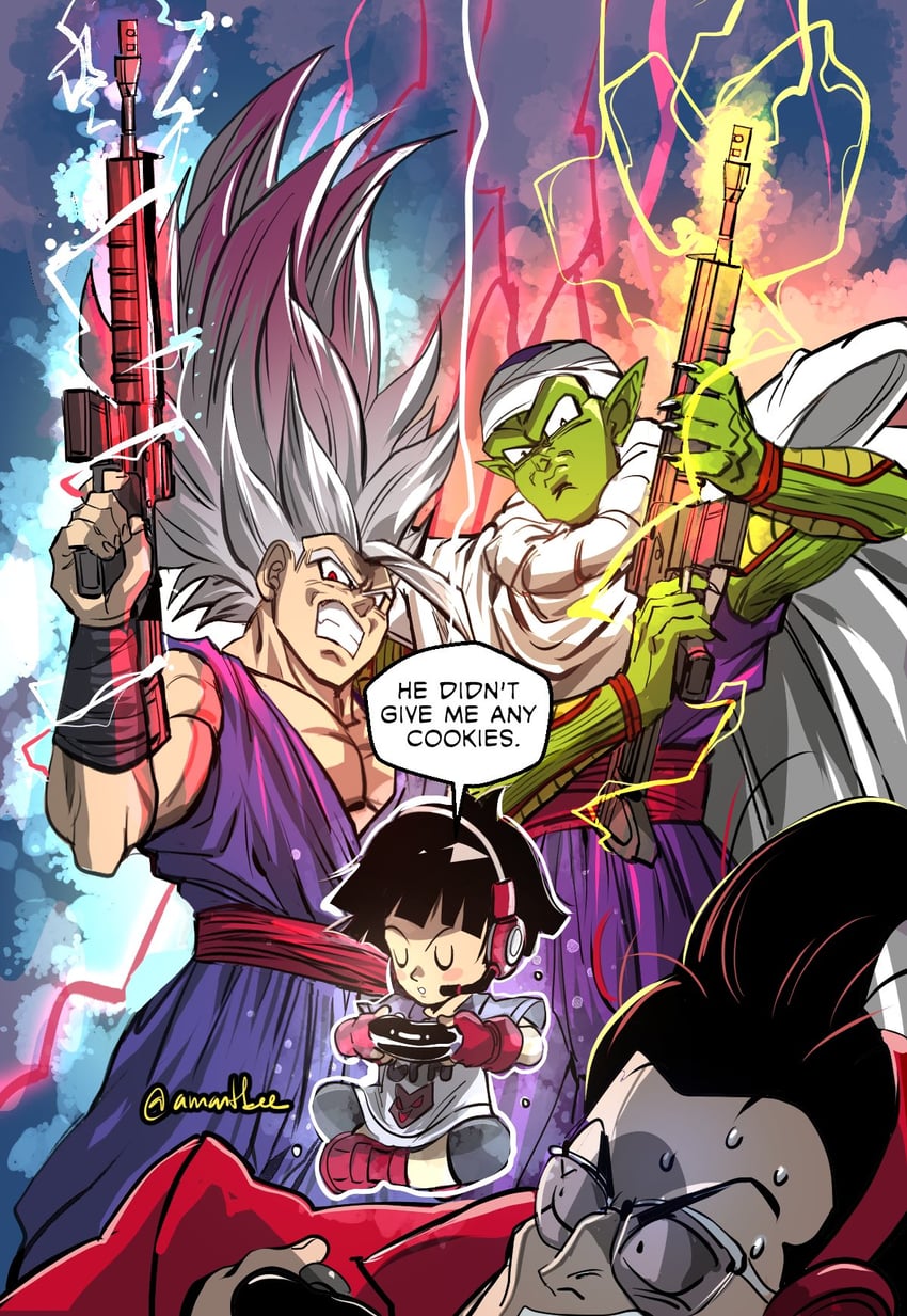 son gohan, pan, piccolo, gohan beast, and carmine (dragon ball and 3 more) drawn by amartbee