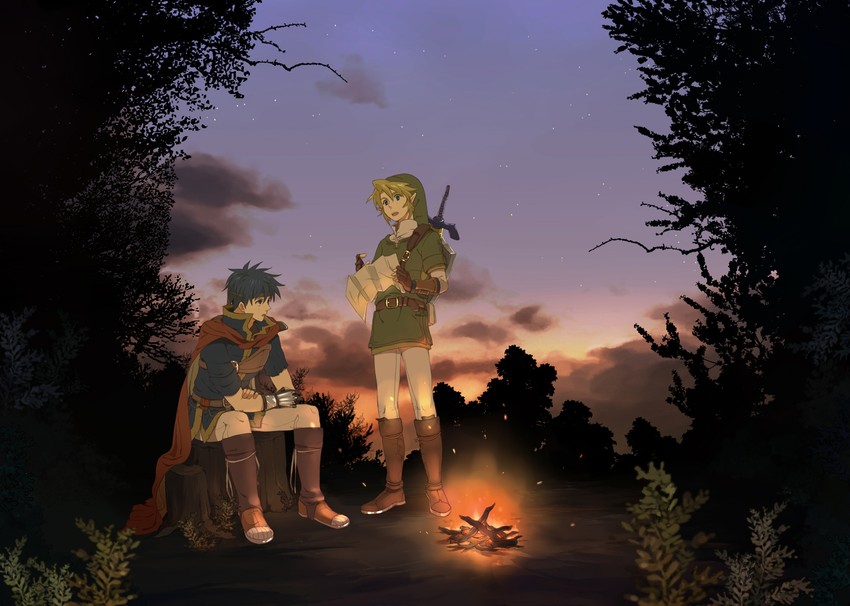 link and ike (fire emblem and 4 more) drawn by nikayu