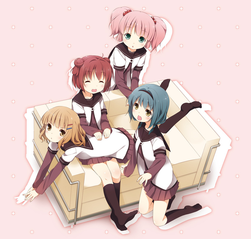 akaza akari, yoshikawa chinatsu, oomuro sakurako, and furutani himawari (yuruyuri) drawn by yume_no_owari